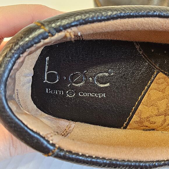 Women's Black Textured Leather B.O.C. Peggy Slip On Platform Clogs Size 8/39 - Picture 12 of 14